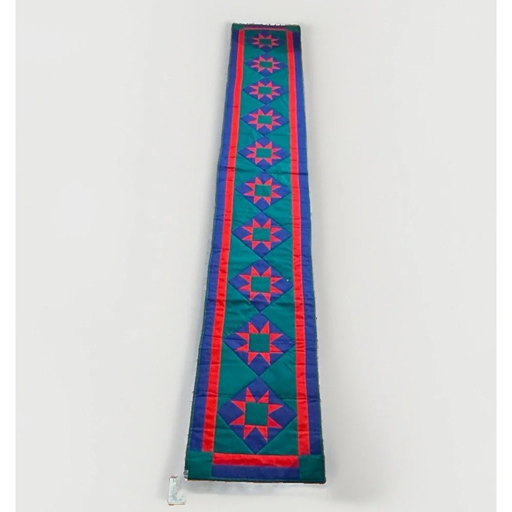 Vintage LL Bean Geometric Quilted XL Long Table Runner Holiday 106